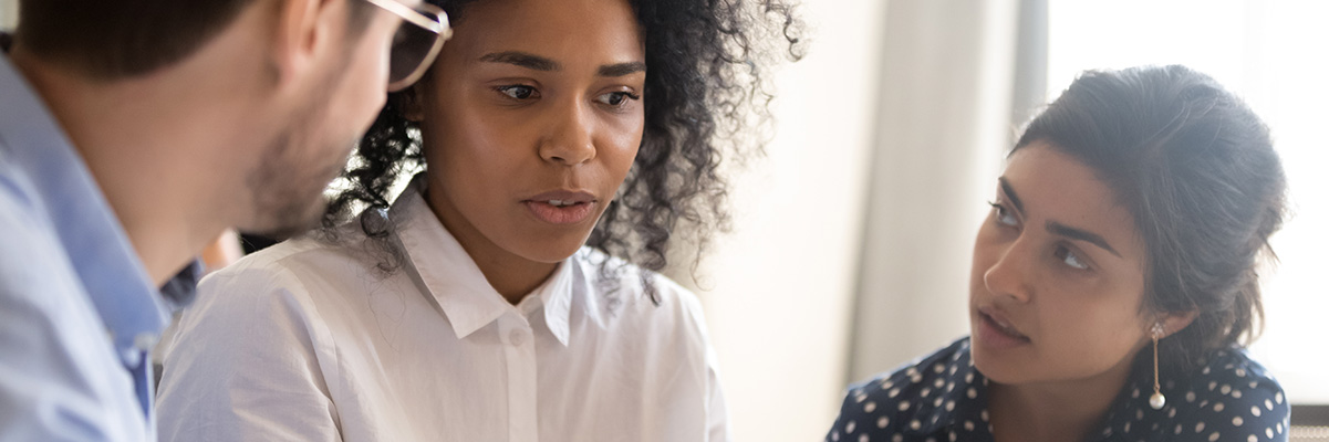 Three Individual participants are discussing a problem